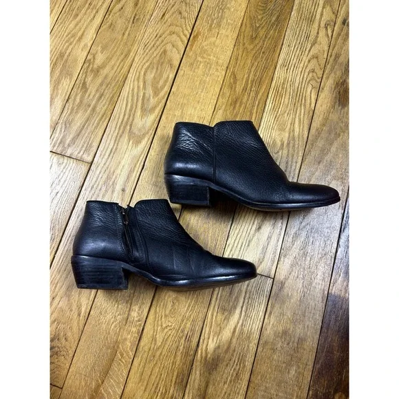 Sam Edelman Black Leather Ankle Boots Women's Classic Everyday Zip Booties - Picture 2 of 8